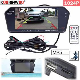 مرآة الرؤية الخلفية 7 بوصة TFT LCD شاشة MP5 بلوتوث 1024P