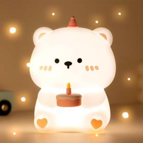 Veilleuse en Silicone Forme d’ours pour Chambre d’enfant Rechargeable